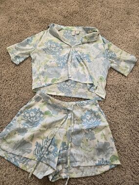 Silk Floral Short Pajama Set
